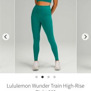 NWOT cropped  Lululemon Wunder Train Tights. 6 Teal Lagoon*** 24-25” inseam***